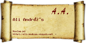 Ali András névjegykártya